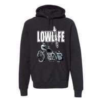 Lowlife Bagger Motorcycle . Chicano Vicla Lowrider Bikes Premium Hoodie