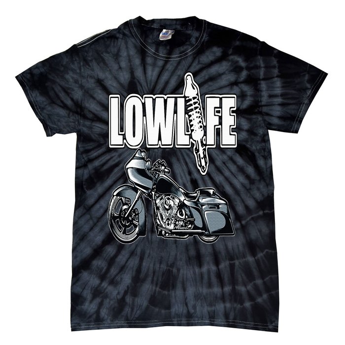 Lowlife Bagger Motorcycle . Chicano Vicla Lowrider Bikes Tie-Dye T-Shirt