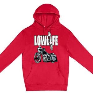 Lowlife Bagger Motorcycle . Chicano Vicla Lowrider Bikes Premium Pullover Hoodie