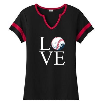 Love Baseball Mom Ladies Halftime Notch Neck Tee