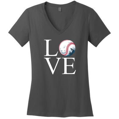 Love Baseball Mom Women's V-Neck T-Shirt