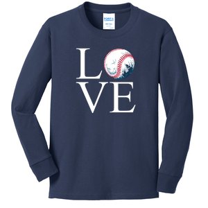 Love Baseball Mom Kids Long Sleeve Shirt