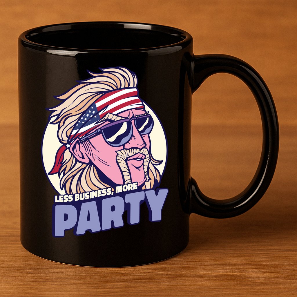 Less Business More Party 4th Of July USA 11oz C Handle Ceramic Mug