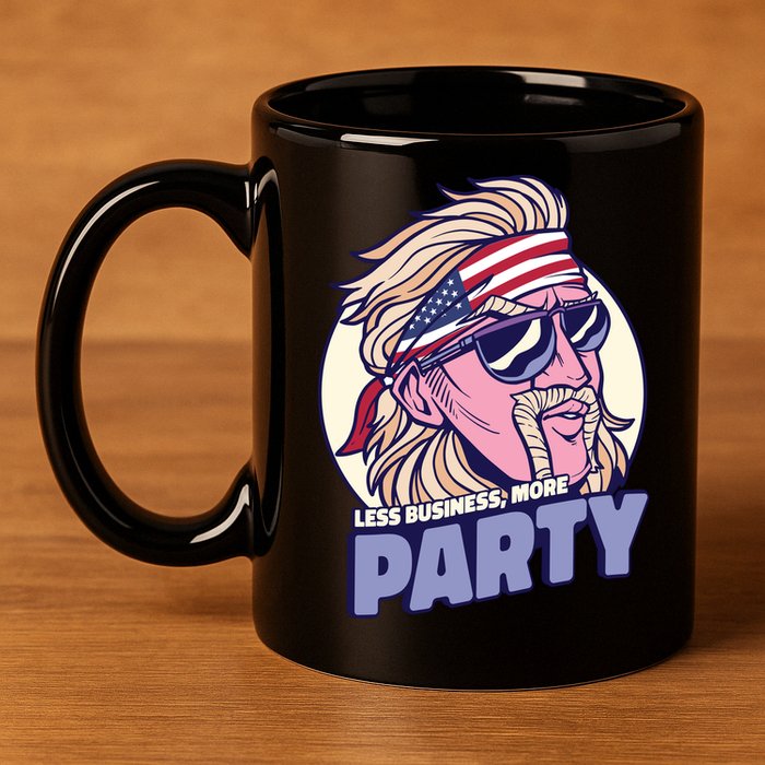 Less Business More Party 4th Of July USA 11oz C Handle Ceramic Mug