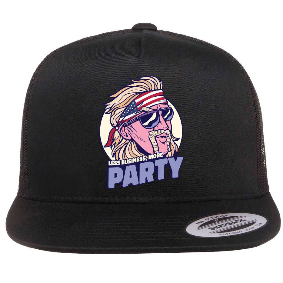 Less Business More Party 4th Of July USA Flat Bill Trucker Hat