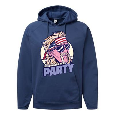 Less Business More Party 4th Of July USA Performance Fleece Hoodie