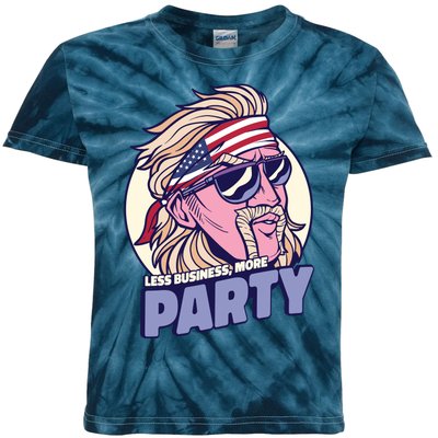 Less Business More Party 4th Of July USA Kids Tie-Dye T-Shirt