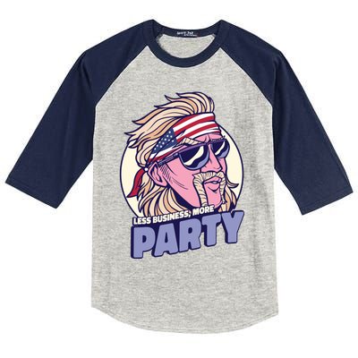 Less Business More Party 4th Of July USA Kids Colorblock Raglan Jersey