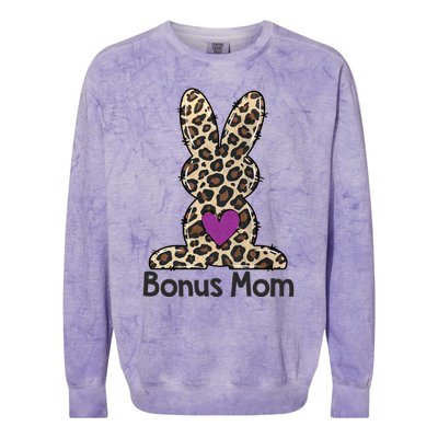 Leopard Bonus Mom Easter Bunny Bonus Mom Life Happy Easter Funny Gift Colorblast Crewneck Sweatshirt