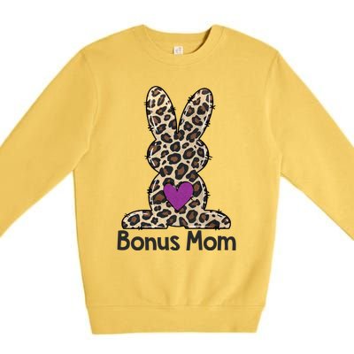 Leopard Bonus Mom Easter Bunny Bonus Mom Life Happy Easter Funny Gift Premium Crewneck Sweatshirt