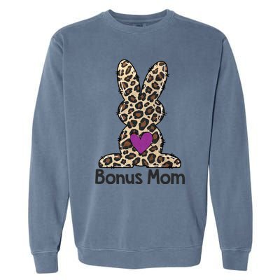 Leopard Bonus Mom Easter Bunny Bonus Mom Life Happy Easter Funny Gift Garment-Dyed Sweatshirt