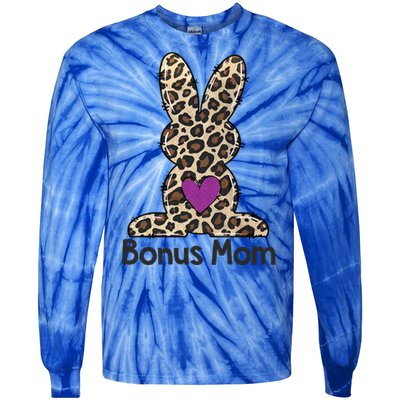 Leopard Bonus Mom Easter Bunny Bonus Mom Life Happy Easter Funny Gift Tie-Dye Long Sleeve Shirt