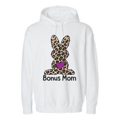 Leopard Bonus Mom Easter Bunny Bonus Mom Life Happy Easter Funny Gift Garment-Dyed Fleece Hoodie