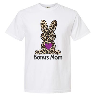 Leopard Bonus Mom Easter Bunny Bonus Mom Life Happy Easter Funny Gift Garment-Dyed Heavyweight T-Shirt