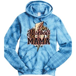 Leopard Baseball Mama Lightning Bolt Sport Mom Mother's Day Tie Dye Hoodie