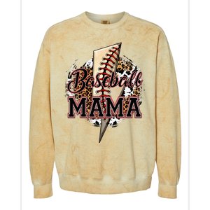 Leopard Baseball Mama Lightning Bolt Sport Mom Mother's Day Colorblast Crewneck Sweatshirt