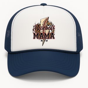 Leopard Baseball Mama Lightning Bolt Sport Mom Mother's Day Trucker Hat