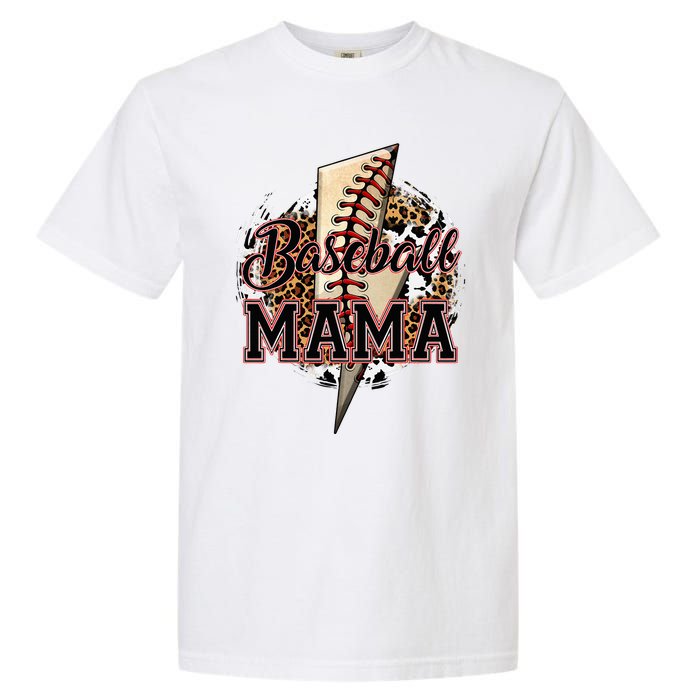 Leopard Baseball Mama Lightning Bolt Sport Mom Mother's Day Garment-Dyed Heavyweight T-Shirt