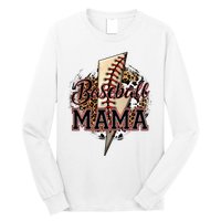 Leopard Baseball Mama Lightning Bolt Sport Mom Mother's Day Long Sleeve Shirt