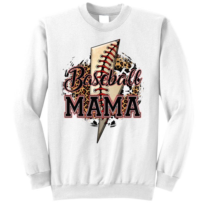 Leopard Baseball Mama Lightning Bolt Sport Mom Mother's Day Sweatshirt