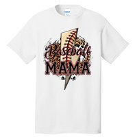 Leopard Baseball Mama Lightning Bolt Sport Mom Mother's Day Tall T-Shirt