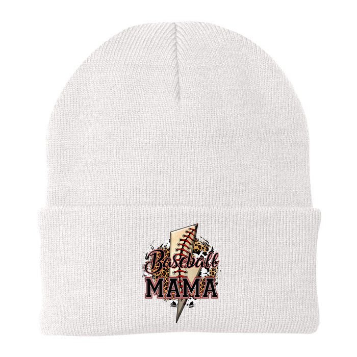 Leopard Baseball Mama Lightning Bolt Sport Mom Mother's Day Knit Cap Winter Beanie