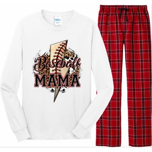 Leopard Baseball Mama Lightning Bolt Sport Mom Mother's Day Long Sleeve Pajama Set