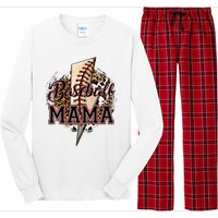 Leopard Baseball Mama Lightning Bolt Sport Mom Mother's Day Long Sleeve Pajama Set