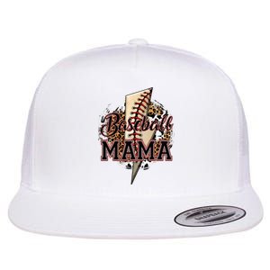 Leopard Baseball Mama Lightning Bolt Sport Mom Mother's Day Flat Bill Trucker Hat