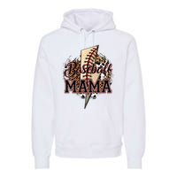 Leopard Baseball Mama Lightning Bolt Sport Mom Mother's Day Premium Hoodie