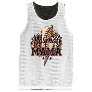 Leopard Baseball Mama Lightning Bolt Sport Mom Mother's Day Mesh Reversible Basketball Jersey Tank