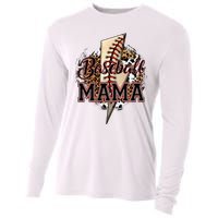 Leopard Baseball Mama Lightning Bolt Sport Mom Mother's Day Cooling Performance Long Sleeve Crew