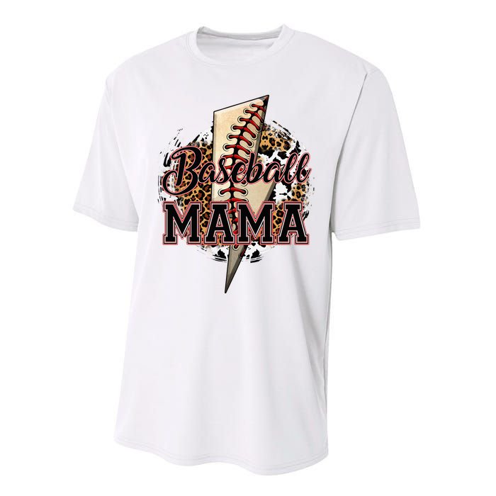 Leopard Baseball Mama Lightning Bolt Sport Mom Mother's Day Performance Sprint T-Shirt