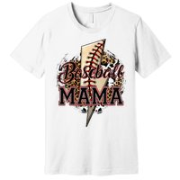 Leopard Baseball Mama Lightning Bolt Sport Mom Mother's Day Premium T-Shirt