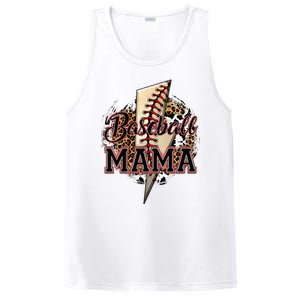 Leopard Baseball Mama Lightning Bolt Sport Mom Mother's Day PosiCharge Competitor Tank