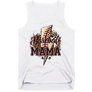 Leopard Baseball Mama Lightning Bolt Sport Mom Mother's Day Tank Top