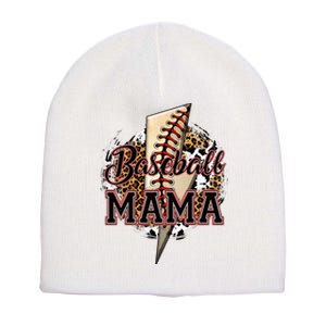 Leopard Baseball Mama Lightning Bolt Sport Mom Mother's Day Short Acrylic Beanie