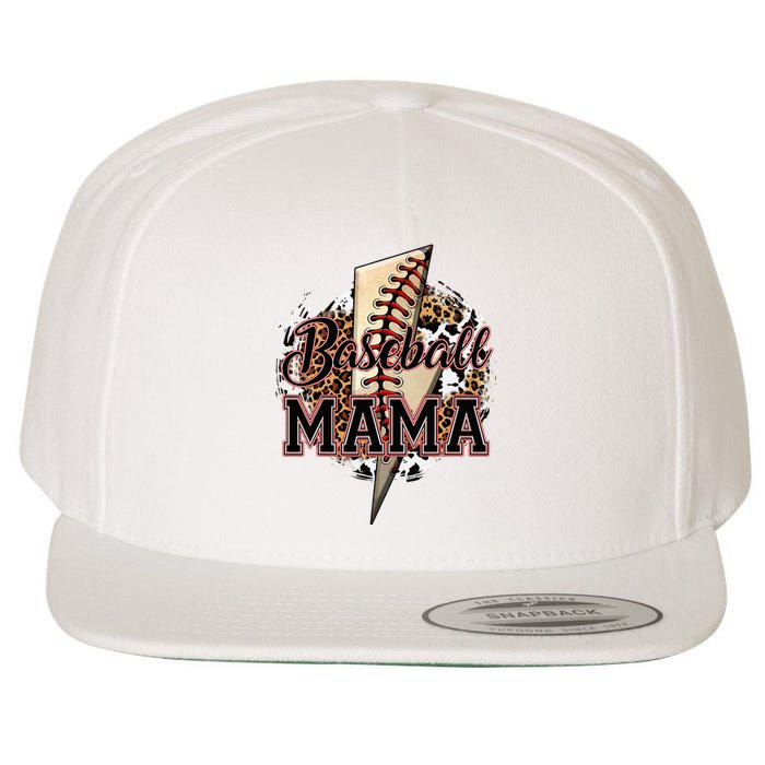 Leopard Baseball Mama Lightning Bolt Sport Mom Mother's Day Wool Snapback Cap