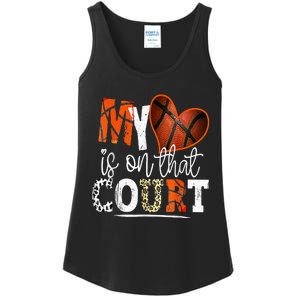 Leopard Basketball Mom My Heart Is On That Court Basketball Ladies Essential Tank