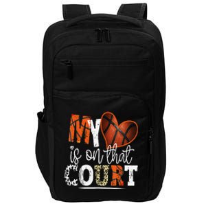 Leopard Basketball Mom My Heart Is On That Court Basketball Impact Tech Backpack