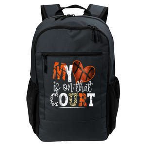 Leopard Basketball Mom My Heart Is On That Court Basketball Daily Commute Backpack