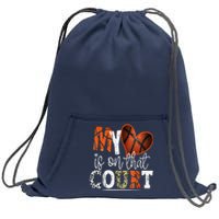 Leopard Basketball Mom My Heart Is On That Court Basketball Sweatshirt Cinch Pack Bag