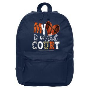 Leopard Basketball Mom My Heart Is On That Court Basketball 16 in Basic Backpack