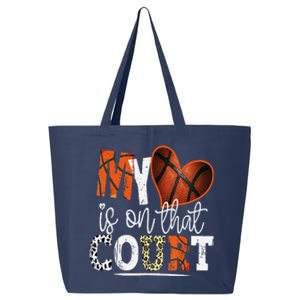 Leopard Basketball Mom My Heart Is On That Court Basketball 25L Jumbo Tote