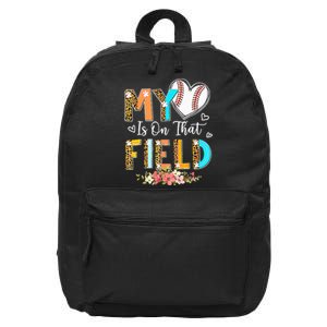 Leopard Baseball Mom My Heart Is On That Field Mother's Day 16 in Basic Backpack