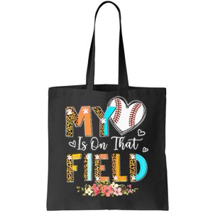 Leopard Baseball Mom My Heart Is On That Field Mother's Day Tote Bag