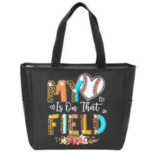 Leopard Baseball Mom My Heart Is On That Field Mother's Day Zip Tote Bag