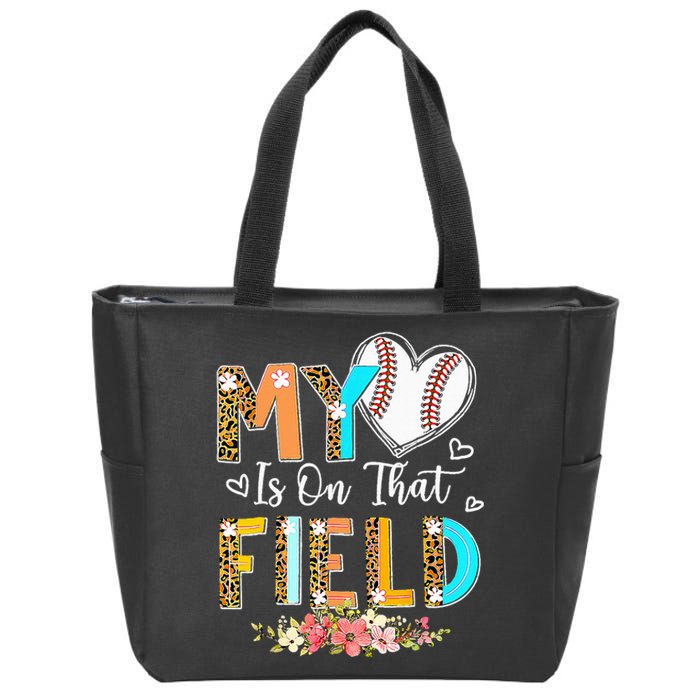 Leopard Baseball Mom My Heart Is On That Field Mother's Day Zip Tote Bag