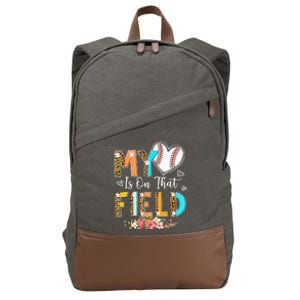 Leopard Baseball Mom My Heart Is On That Field Mother's Day Cotton Canvas Backpack