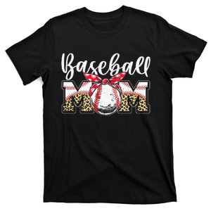 Leopard Baseball Mom Baseball Mothers Day Mama T-Shirt